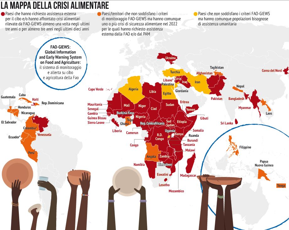 258 milioni di esseri umani senza cibo