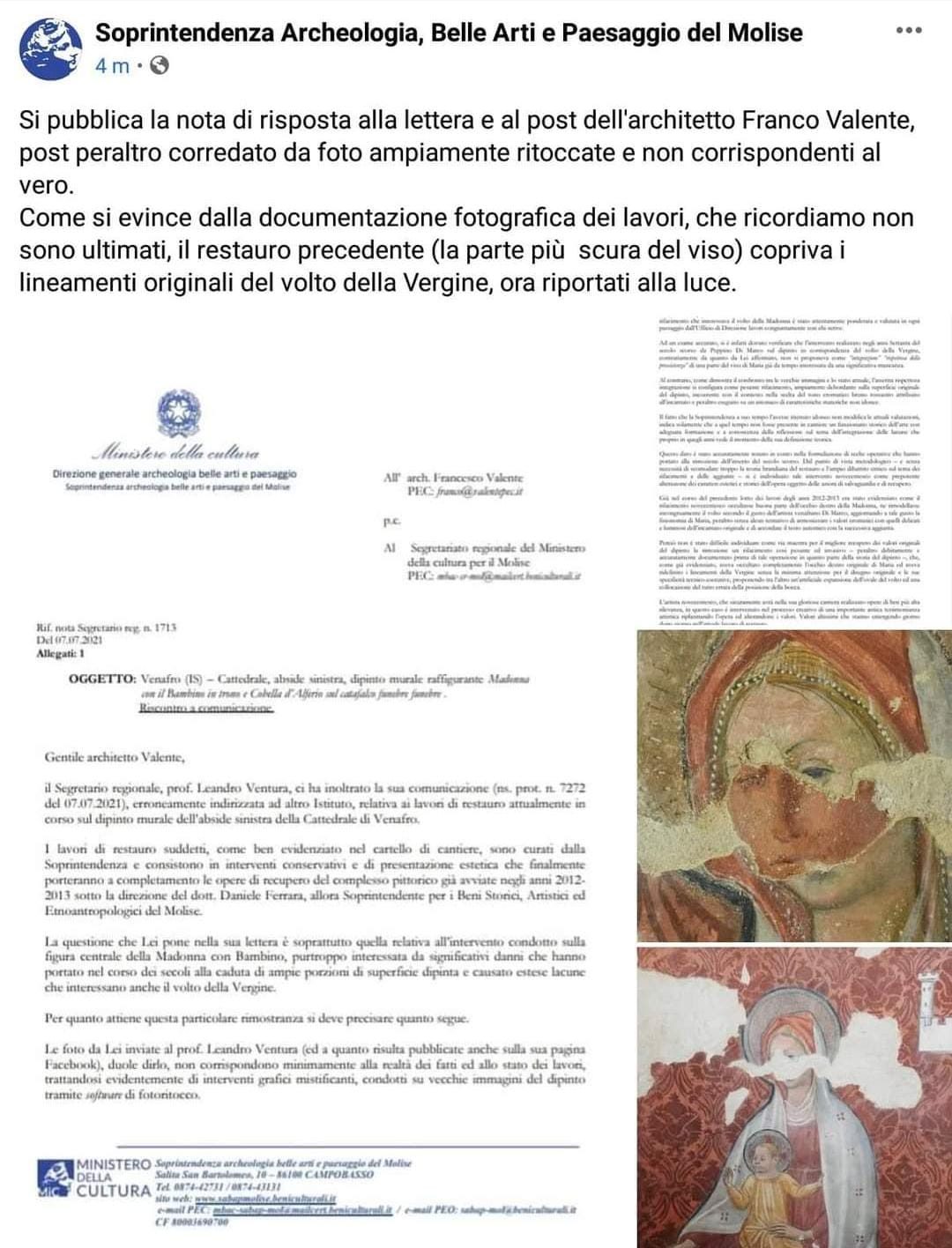 Madonna di Cobella. È botta e risposta tra l'architetto Valente e la Soprintendenza