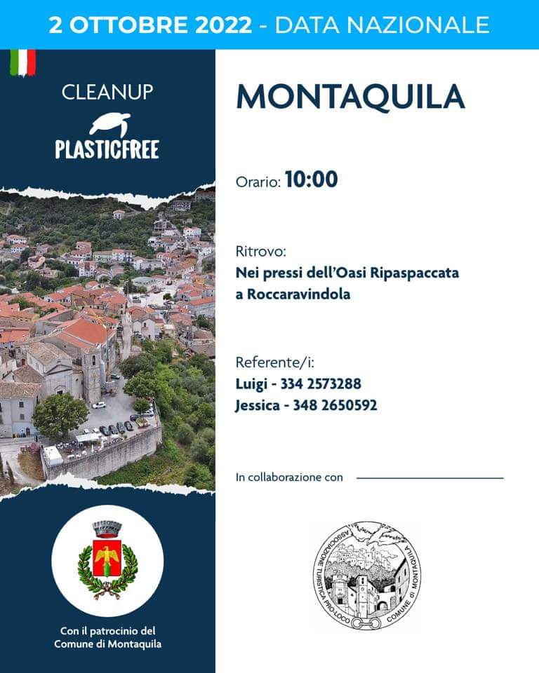 Pozzilli, Venafro e Montaquila l'1 e 2 ottobre sono Tappa Nazionale di Plastic Free
