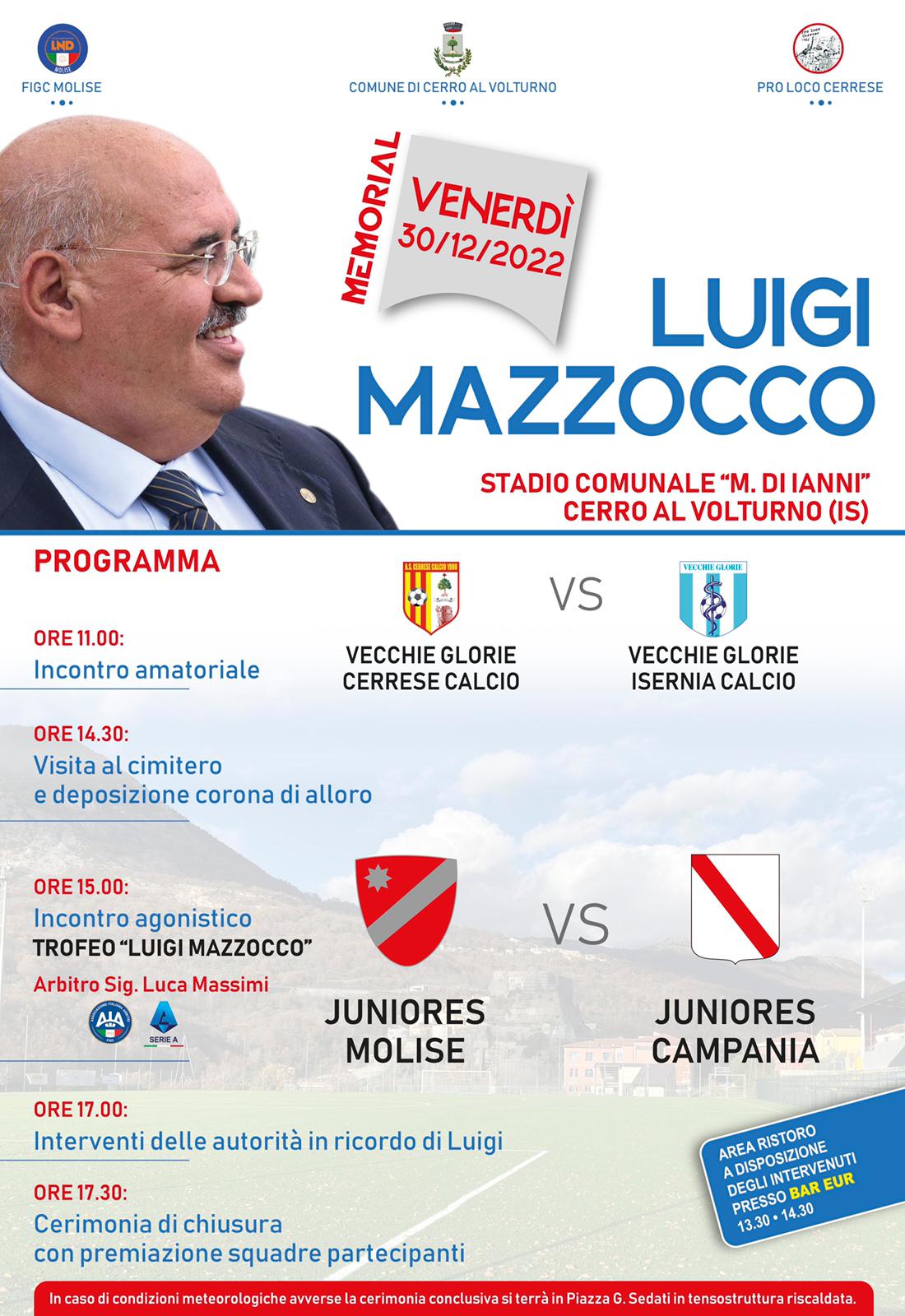 Luigi Mazzocco sarà ricordato a Cerro al Volturno con un Memorial