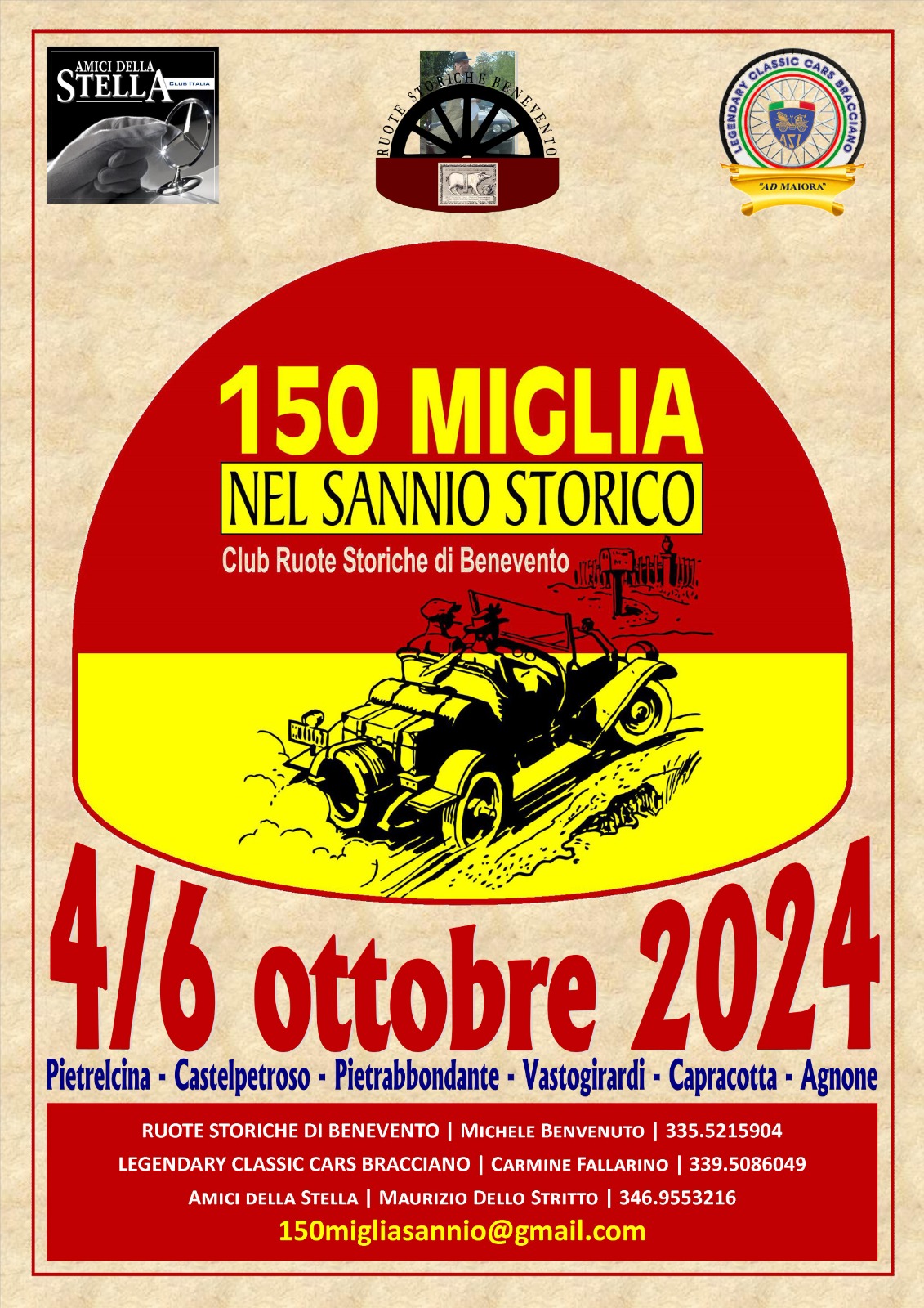 Weekend all’insegna delle auto d’epoca da collezione: “150 Miglia nel Sannio storico”, fa tappa in Molise