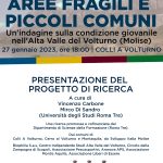 “Aree fragili e piccoli paesi, un’indagine sulla condizione giovanile nell’alta valle del Volturno (Molise)”. Parte la ricerca