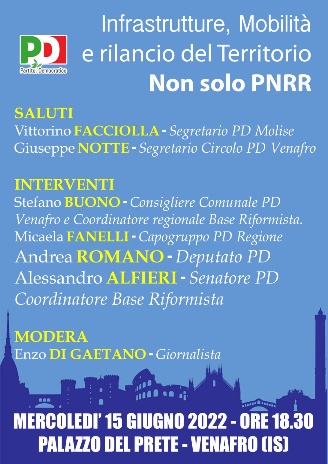Infrastrutture, mobilità e sviluppo del territorio: il PD si ritrova a Venafro