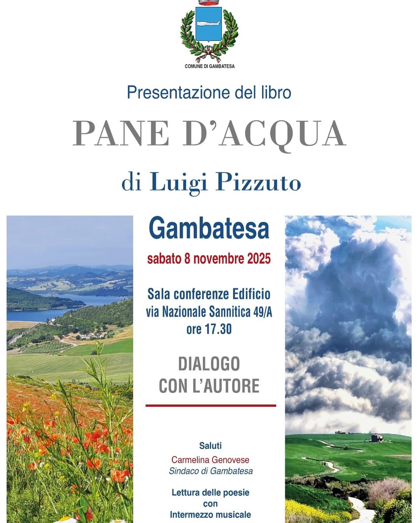 “Pane d’acqua”, il libro del prof. Luigi Pizzuto a Gambatesa