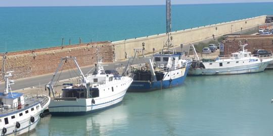 Pescherecci fermi nel porto di Termoli