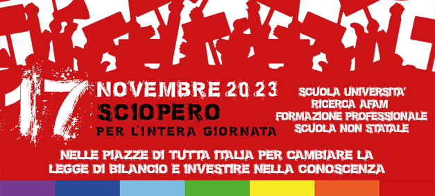 17 novembre: sciopero per l'intera giornata nei settori della conoscenza