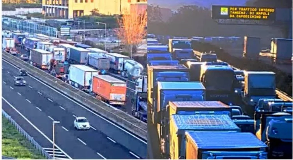 Camionisti fermi in Autostrada
